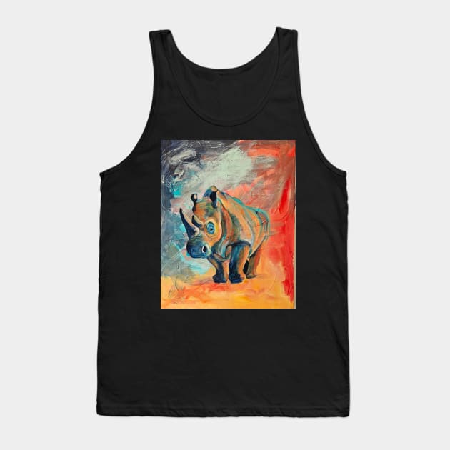 White rhino Tank Top by Restless Nature Paintings by Mary Bow